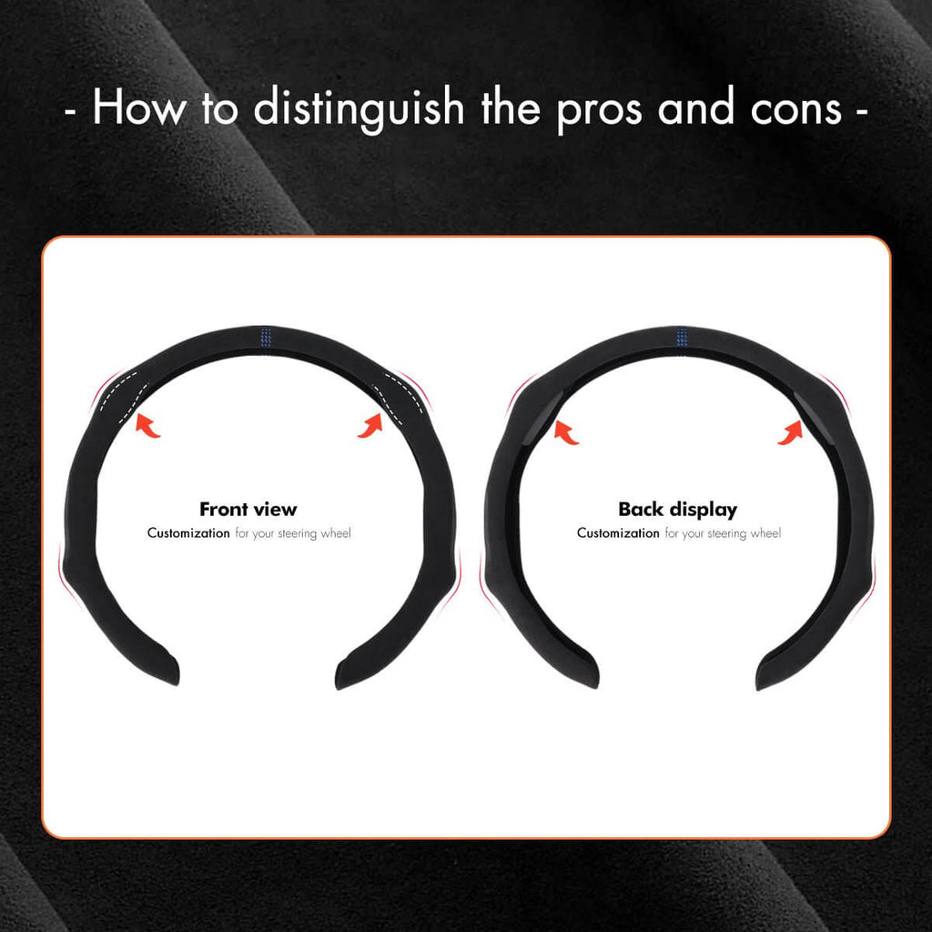 MEWANT Sport Style Universal Car Steering Wheel Cover Fit for All As Audi Subaru Mercedesbenz BMW - Alcantara, Leather, Carbon Fiber, Easy Install, Non - Slip, Best Steering Wheel Cover
