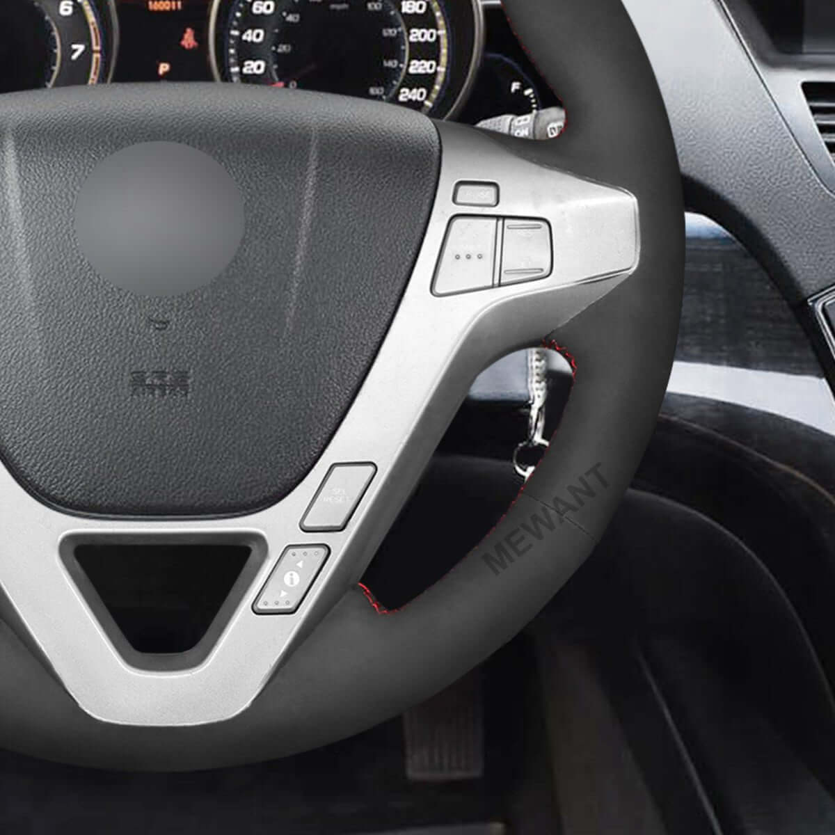 MEWANT Steering Wheel Cover for Acura MDX 2007 - 2013 - Alcantara, Leather, Carbon Fiber, Easy Install, Non - Slip, Best Steering Wheel Cover