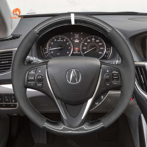 MEWANT Steering Wheel Cover for Acura TLX 2015 - 2020 - Alcantara, Leather, Carbon Fiber, Easy Install, Non - Slip, Best Steering Wheel Cover