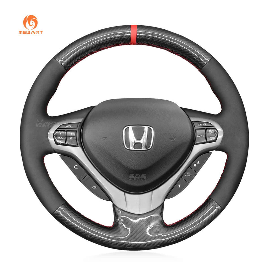 MEWANT Steering Wheel Cover for Acura TSX Sport Wagon 2009 - 2014 - Alcantara, Leather, Carbon Fiber, Easy Install, Non - Slip, Best Steering Wheel Cover