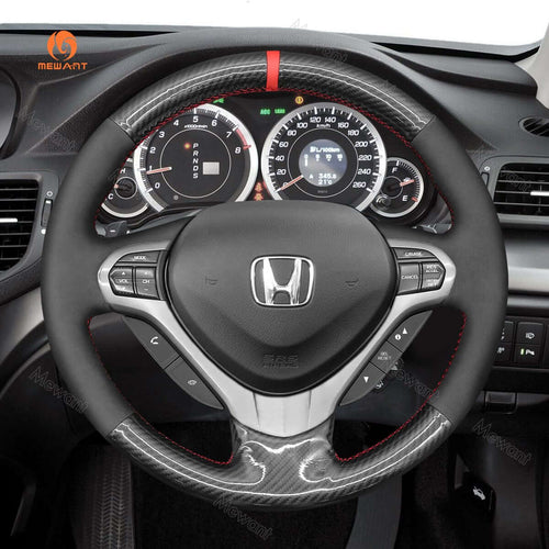 MEWANT Steering Wheel Cover for Acura TSX Sport Wagon 2009 - 2014 - Alcantara, Leather, Carbon Fiber, Easy Install, Non - Slip, Best Steering Wheel Cover