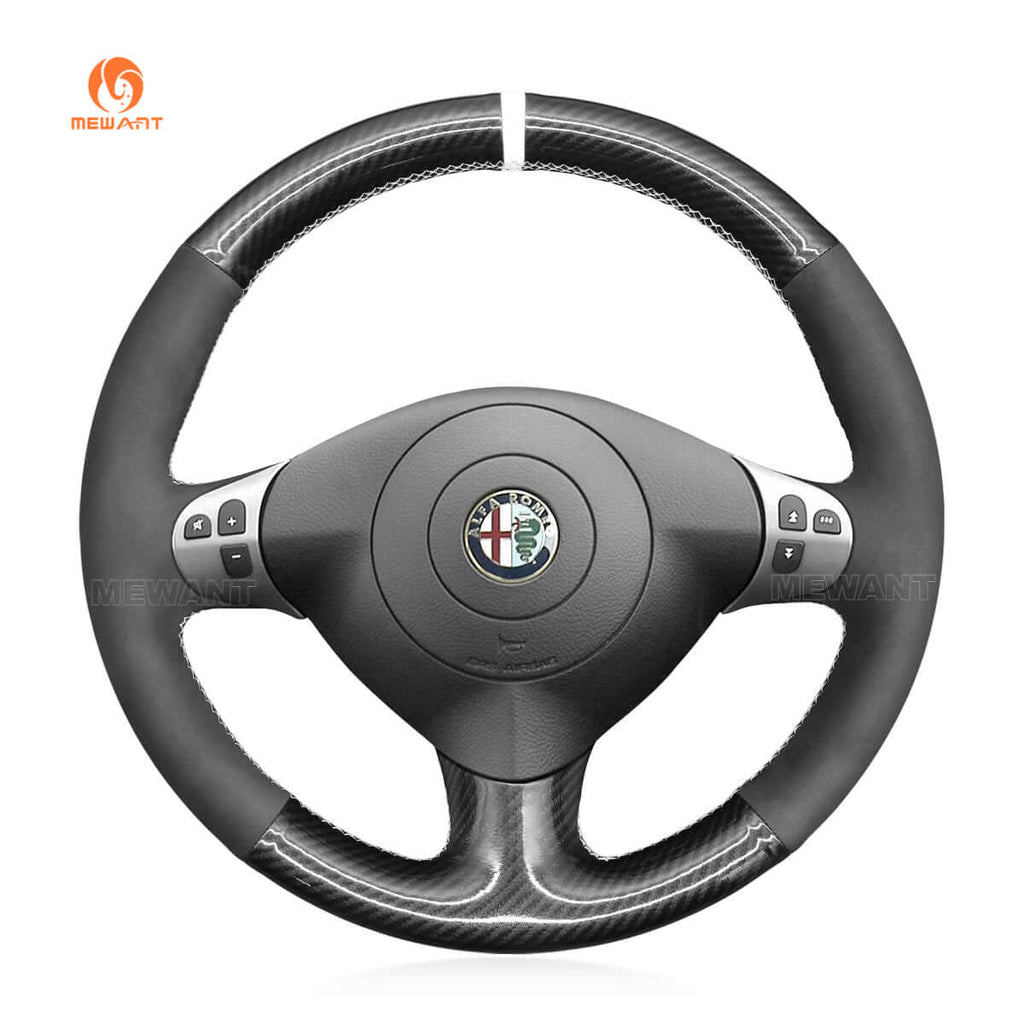 MEWANT Steering Wheel Cover for Alfa Romeo 147 156 Crosswagon 2000 - 2010 - Alcantara, Leather, Carbon Fiber, Easy Install, Non - Slip, Best Steering Wheel Cover