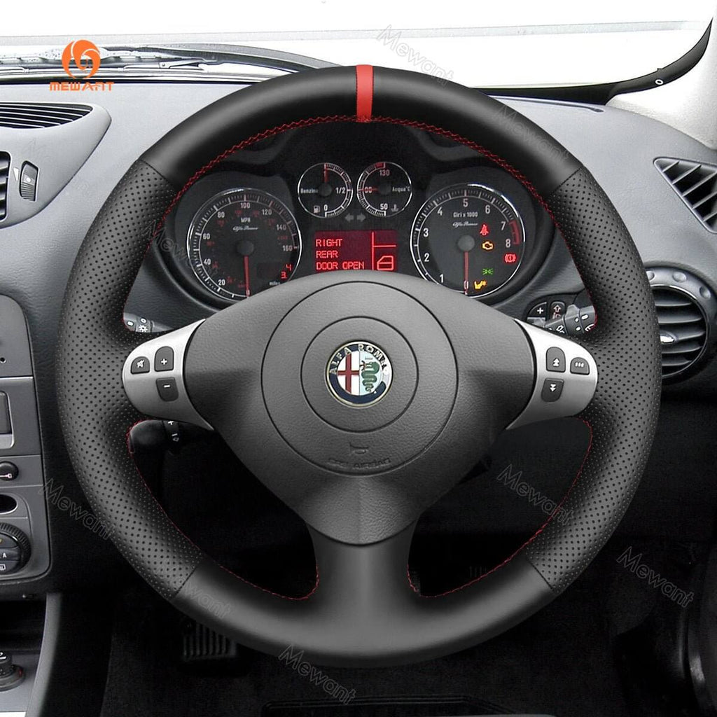 MEWANT Steering Wheel Cover for Alfa Romeo 147 156 Crosswagon 2000 - 2010 - Alcantara, Leather, Carbon Fiber, Easy Install, Non - Slip, Best Steering Wheel Cover