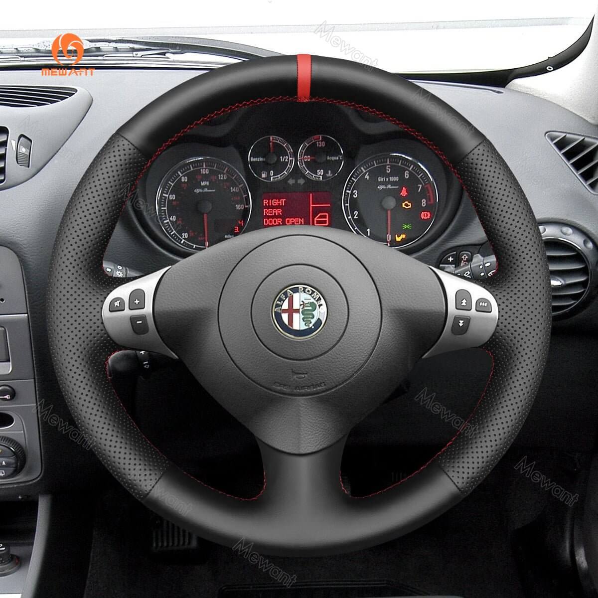 MEWANT Steering Wheel Cover for Alfa Romeo 147 156 Crosswagon 2000 - 2010 - Alcantara, Leather, Carbon Fiber, Easy Install, Non - Slip, Best Steering Wheel Cover