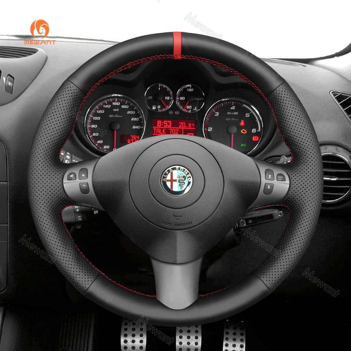 MEWANT Steering Wheel Cover for Alfa Romeo 147 GT 2000 - 2010 - Alcantara, Leather, Carbon Fiber, Easy Install, Non - Slip, Best Steering Wheel Cover