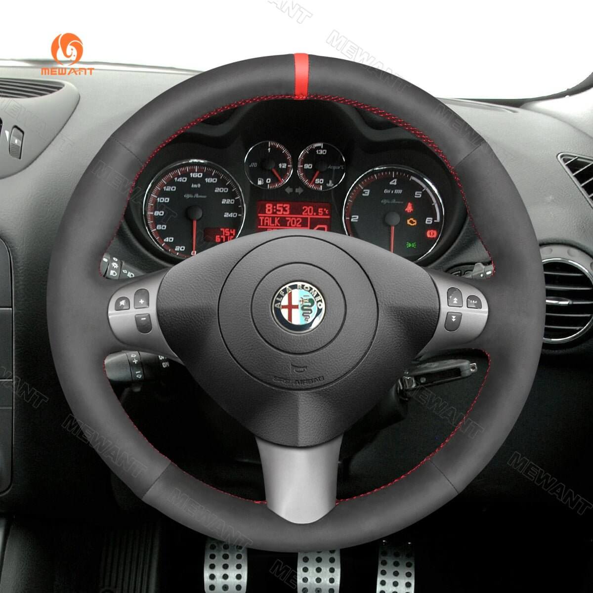MEWANT Steering Wheel Cover for Alfa Romeo 147 GT 2000 - 2010 - Alcantara, Leather, Carbon Fiber, Easy Install, Non - Slip, Best Steering Wheel Cover