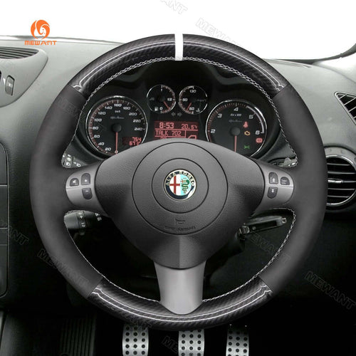 MEWANT Steering Wheel Cover for Alfa Romeo 147 GT 2000 - 2010 - Alcantara, Leather, Carbon Fiber, Easy Install, Non - Slip, Best Steering Wheel Cover
