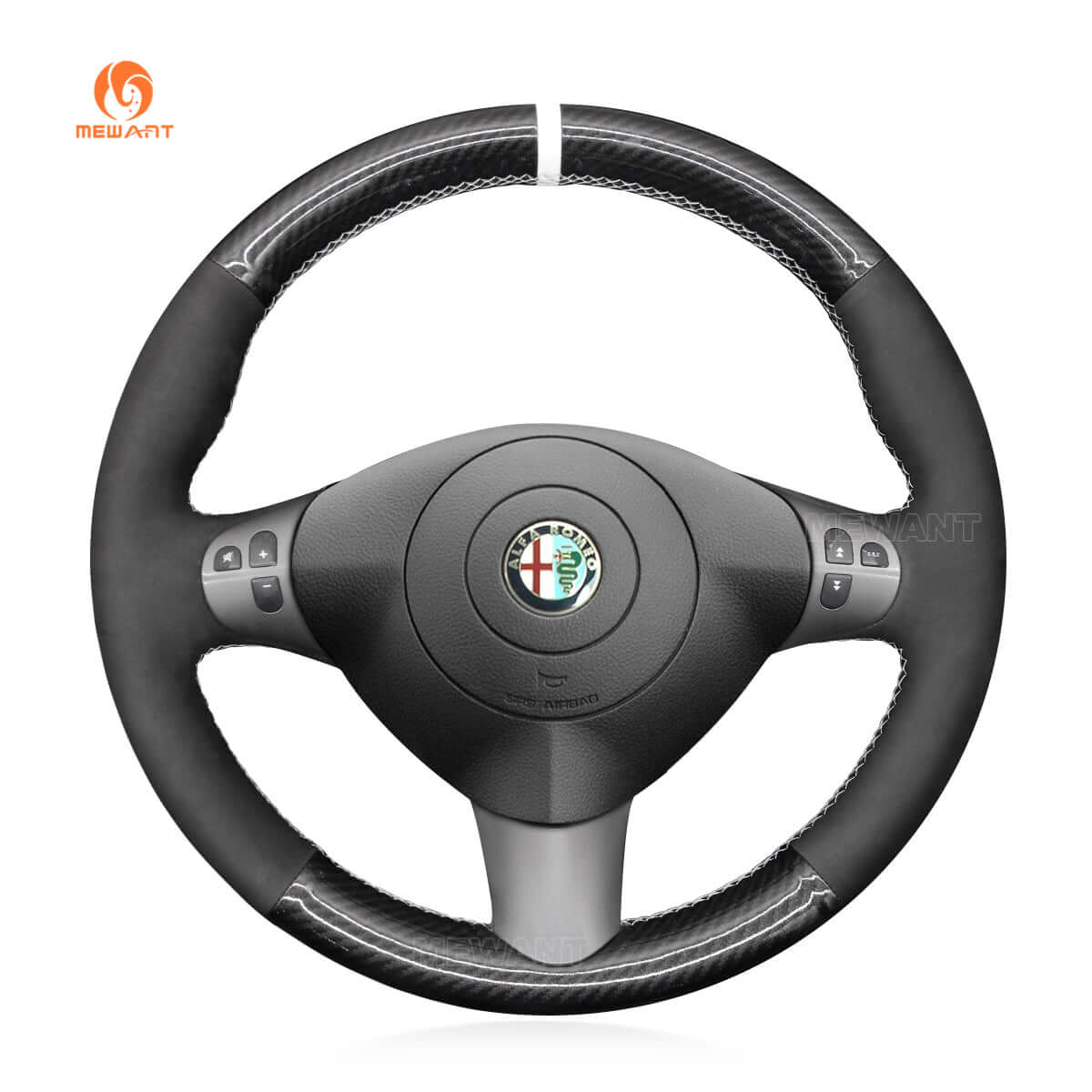 MEWANT Steering Wheel Cover for Alfa Romeo 147 GT 2000 - 2010 - Alcantara, Leather, Carbon Fiber, Easy Install, Non - Slip, Best Steering Wheel Cover