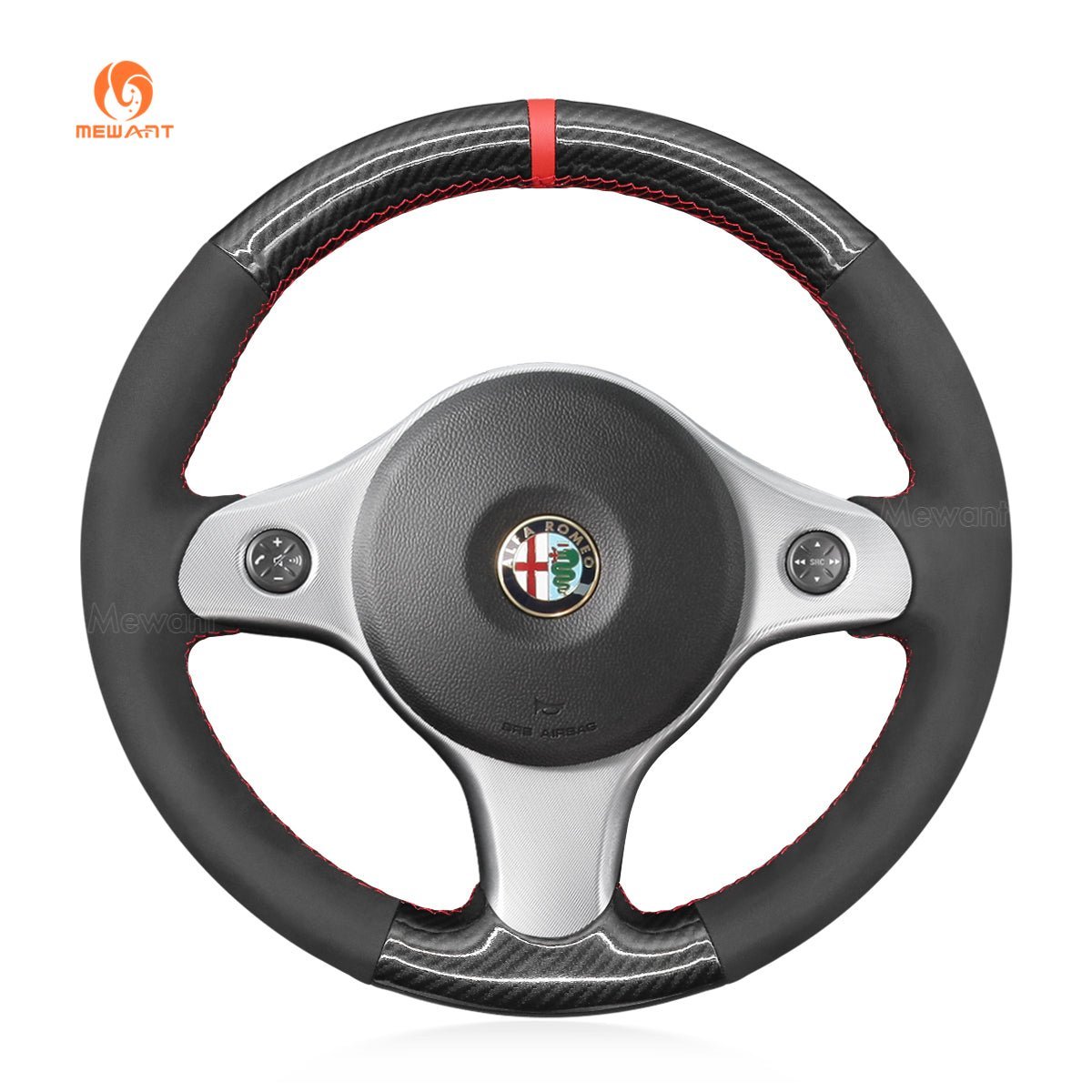 MEWANT Steering Wheel Cover for Alfa Romeo 159 2006 - 2011 - Alcantara, Leather, Carbon Fiber, Easy Install, Non - Slip, Best Steering Wheel Cover