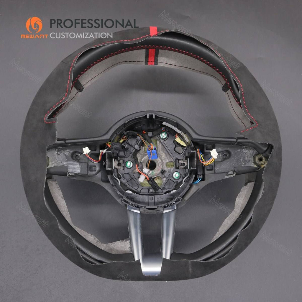 MEWANT Steering Wheel Cover for Alfa Romeo Giulia Stelvio Quadrifoglio 2016 - 2020 - Alcantara, Leather, Carbon Fiber, Easy Install, Non - Slip, Best Steering Wheel Cover