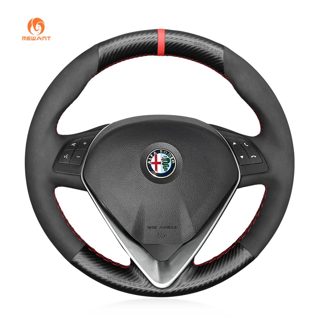 MEWANT Steering Wheel Cover for Alfa Romeo Giulietta 2014 - 2021 - Alcantara, Leather, Carbon Fiber, Easy Install, Non - Slip, Best Steering Wheel Cover
