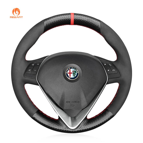 MEWANT Steering Wheel Cover for Alfa Romeo Giulietta 2014 - 2021 - Alcantara, Leather, Carbon Fiber, Easy Install, Non - Slip, Best Steering Wheel Cover