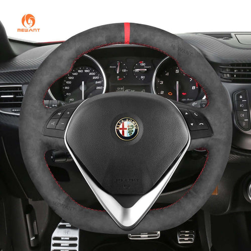 MEWANT Steering Wheel Cover for Alfa Romeo Giulietta 2014 - 2021 - Alcantara, Leather, Carbon Fiber, Easy Install, Non - Slip, Best Steering Wheel Cover