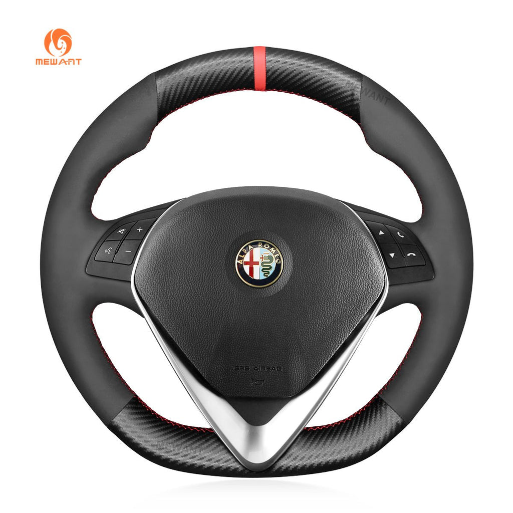 MEWANT Steering Wheel Cover for Alfa Romeo Giulietta 2014 - 2021 - Alcantara, Leather, Carbon Fiber, Easy Install, Non - Slip, Best Steering Wheel Cover