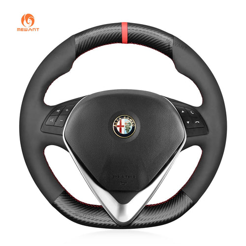 MEWANT Steering Wheel Cover for Alfa Romeo Giulietta 2014 - 2021 - Alcantara, Leather, Carbon Fiber, Easy Install, Non - Slip, Best Steering Wheel Cover