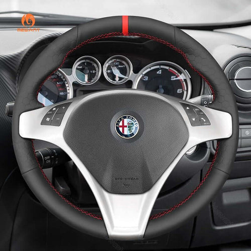 MEWANT Steering Wheel Cover for Alfa Romeo Giulietta MiTo 2008 - 2015 - Alcantara, Leather, Carbon Fiber, Easy Install, Non - Slip, Best Steering Wheel Cover
