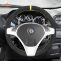 MEWANT Steering Wheel Cover for Alfa Romeo Giulietta MiTo 2008 - 2015 - Alcantara, Leather, Carbon Fiber, Easy Install, Non - Slip, Best Steering Wheel Cover