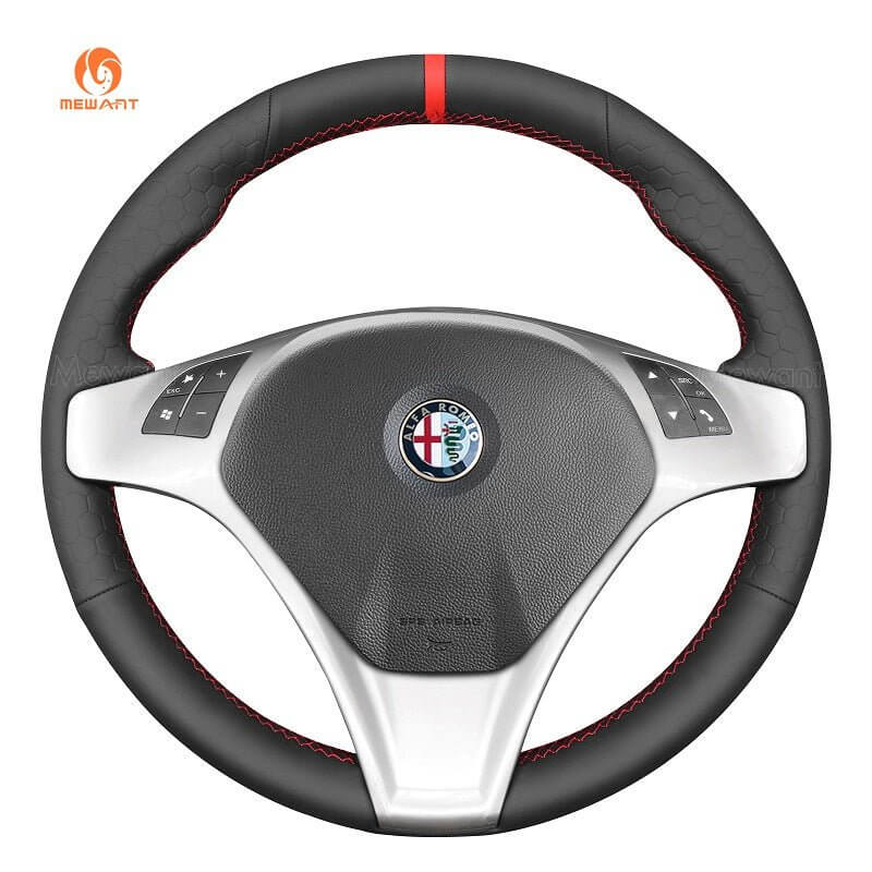 MEWANT Steering Wheel Cover for Alfa Romeo Giulietta MiTo 2008 - 2015 - Alcantara, Leather, Carbon Fiber, Easy Install, Non - Slip, Best Steering Wheel Cover