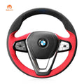 MEWANT Steering Wheel Cover for BME G20 F44 G22 G23 G26 G30 G32 G11 G14 G01 G02 G05 G06 G07 G29 2016 - 2021 - Alcantara, Leather, Carbon Fiber, Easy Install, Non - Slip, Best Steering Wheel Cover