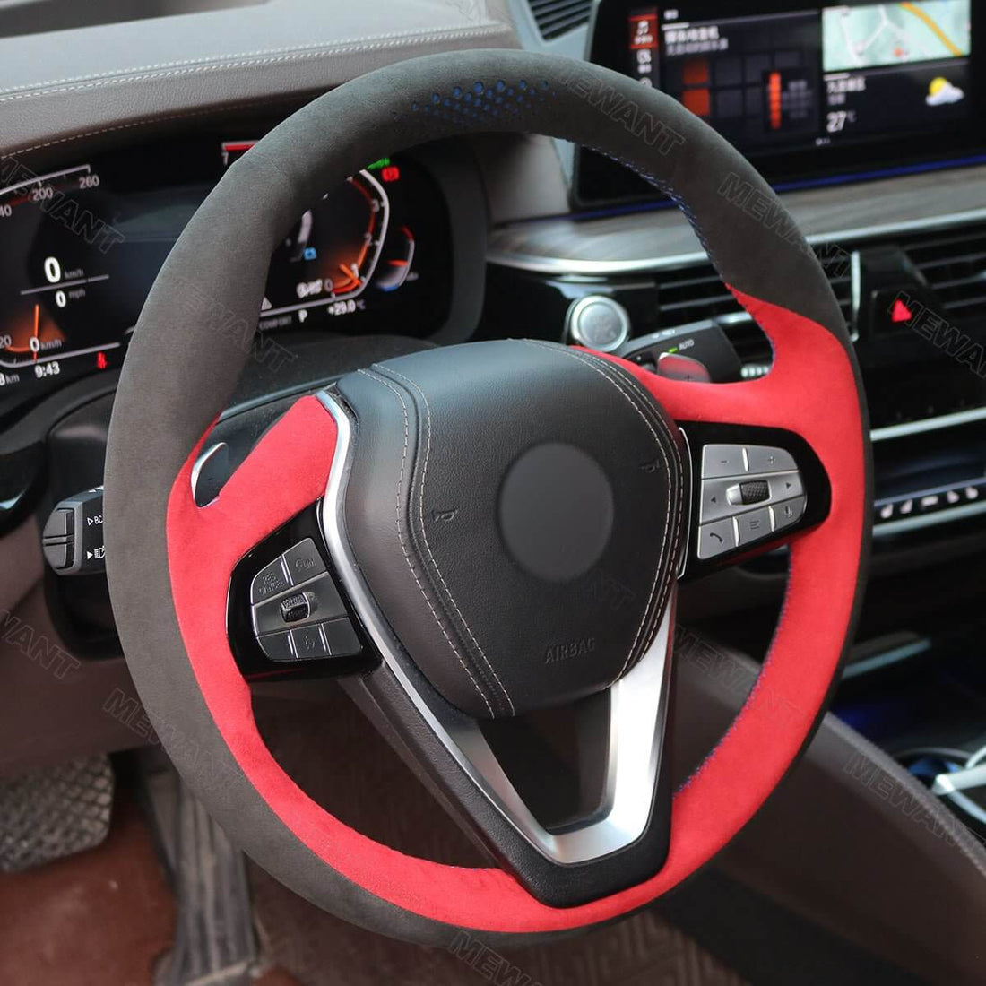 MEWANT Steering Wheel Cover for BME G20 F44 G22 G23 G26 G30 G32 G11 G14 G01 G02 G05 G06 G07 G29 2016-2021