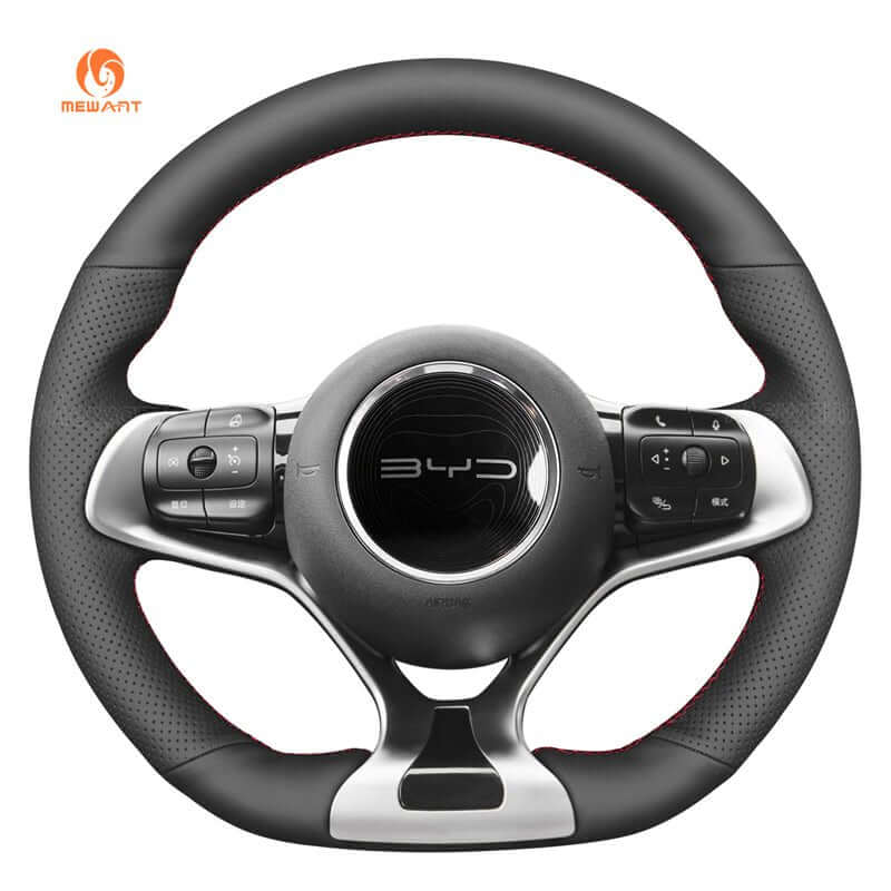 MEWANT Steering Wheel Cover for BYD Atto 3 Dolphin 2022 - 2024 - Alcantara, Leather, Carbon Fiber, Easy Install, Non - Slip, Best Steering Wheel Cover