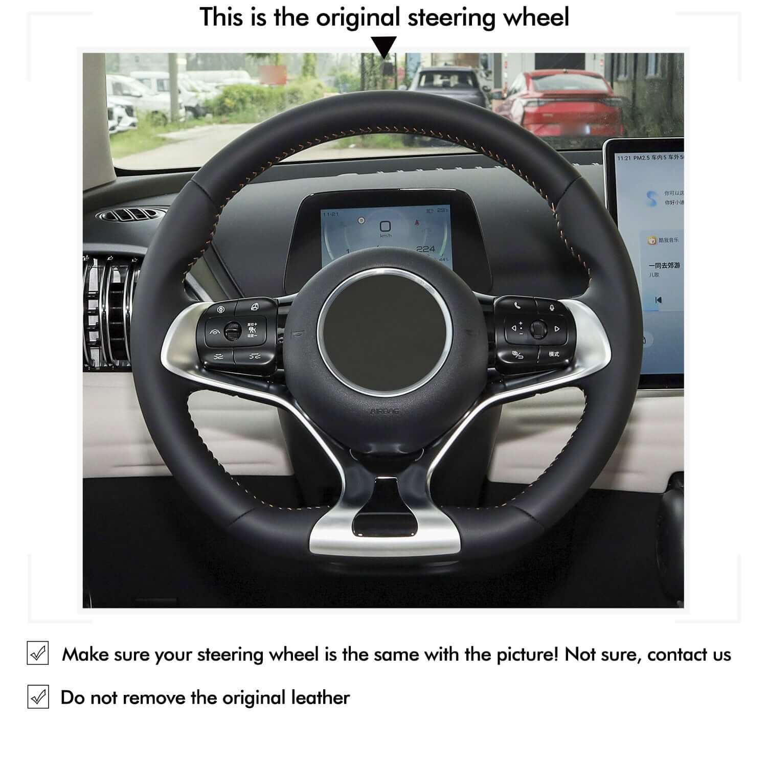 MEWANT Steering Wheel Cover for BYD Atto 3 Dolphin 2022 - 2024 - Alcantara, Leather, Carbon Fiber, Easy Install, Non - Slip, Best Steering Wheel Cover