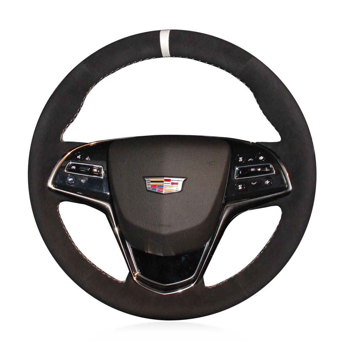 MEWANT Steering Wheel Cover for Cadillac ATS CTS 2013 - 2016 - Alcantara, Leather, Carbon Fiber, Easy Install, Non - Slip, Best Steering Wheel Cover