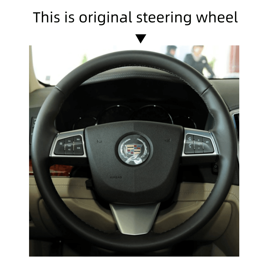 MEWANT Steering Wheel Cover for Cadillac CTS 2008 - 2013 - Alcantara, Leather, Carbon Fiber, Easy Install, Non - Slip, Best Steering Wheel Cover