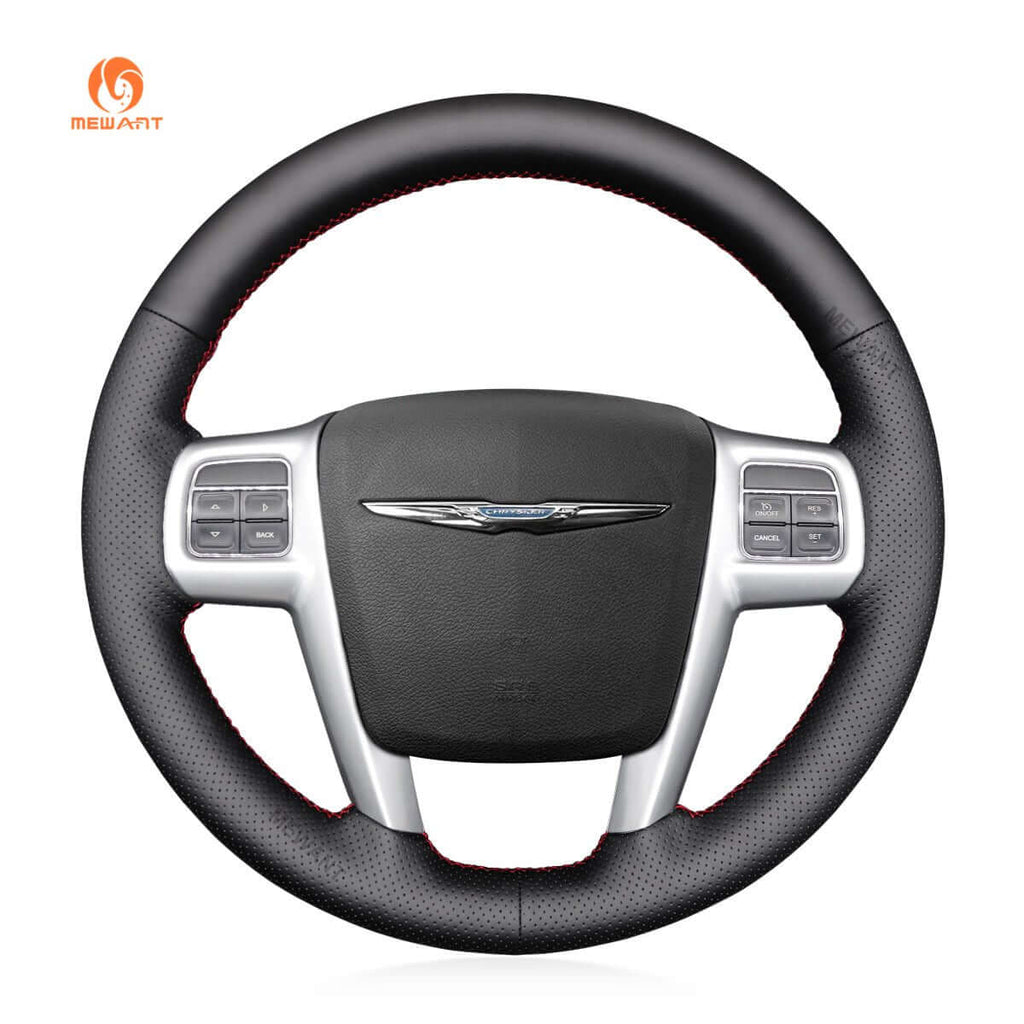 MEWANT Steering Wheel Cover for Chrysler 200 300 Town and Country Grand Voyager 2011 - 2014 - Alcantara, Leather, Carbon Fiber, Easy Install, Non - Slip, Best Steering Wheel Cover