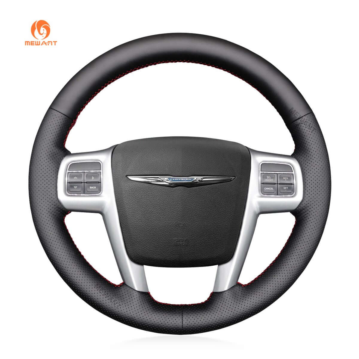 MEWANT Steering Wheel Cover for Chrysler 200 300 Town and Country Grand Voyager 2011 - 2014 - Alcantara, Leather, Carbon Fiber, Easy Install, Non - Slip, Best Steering Wheel Cover