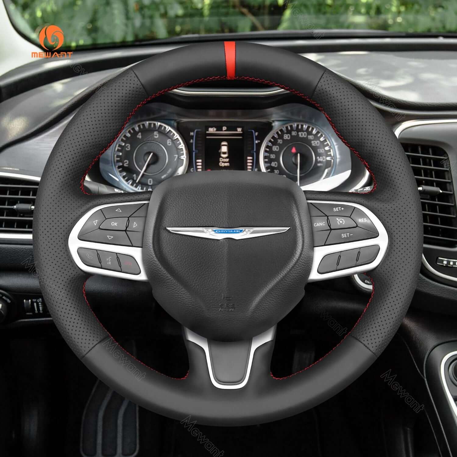 MEWANT Steering Wheel Cover for Chrysler 300 Pacifica 2018 - 2023 - Alcantara, Leather, Carbon Fiber, Easy Install, Non - Slip, Best Steering Wheel Cover