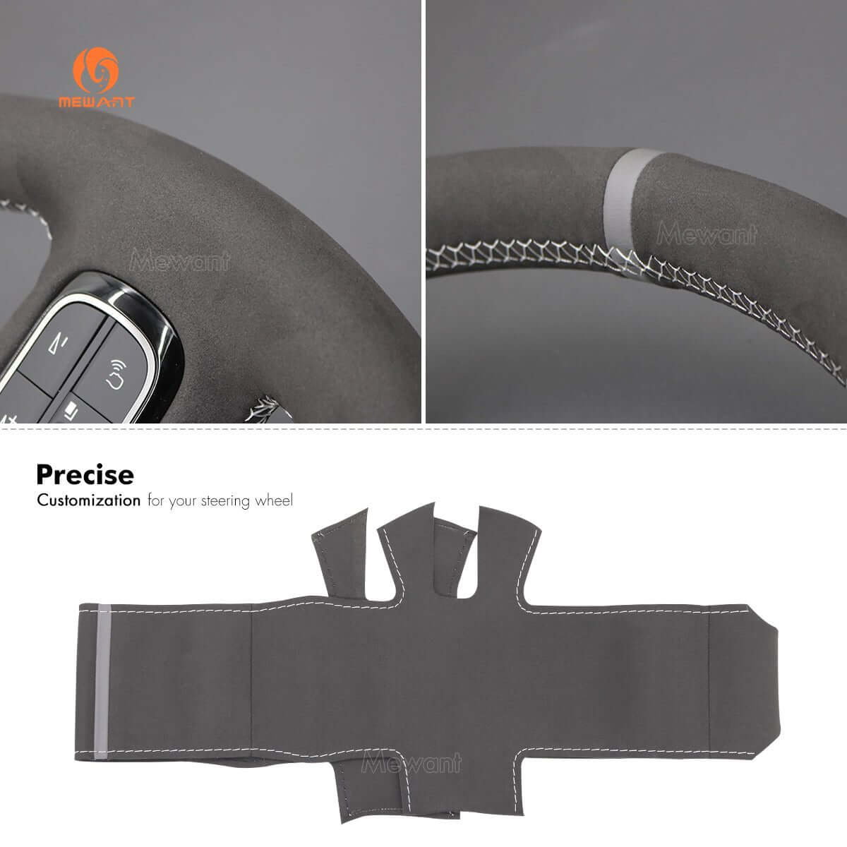 MEWANT Steering Wheel Cover for Citroen C3 Aircross C5 Berlingo 2016 - 2022 - Alcantara, Leather, Carbon Fiber, Easy Install, Non - Slip, Best Steering Wheel Cover