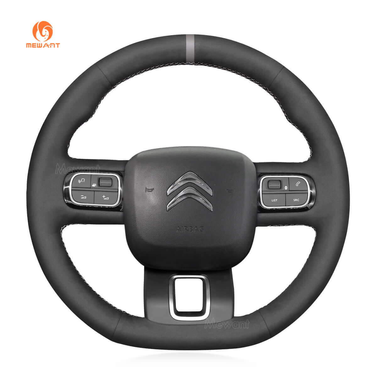 MEWANT Steering Wheel Cover for Citroen C3 Aircross C5 Berlingo 2016 - 2022 - Alcantara, Leather, Carbon Fiber, Easy Install, Non - Slip, Best Steering Wheel Cover