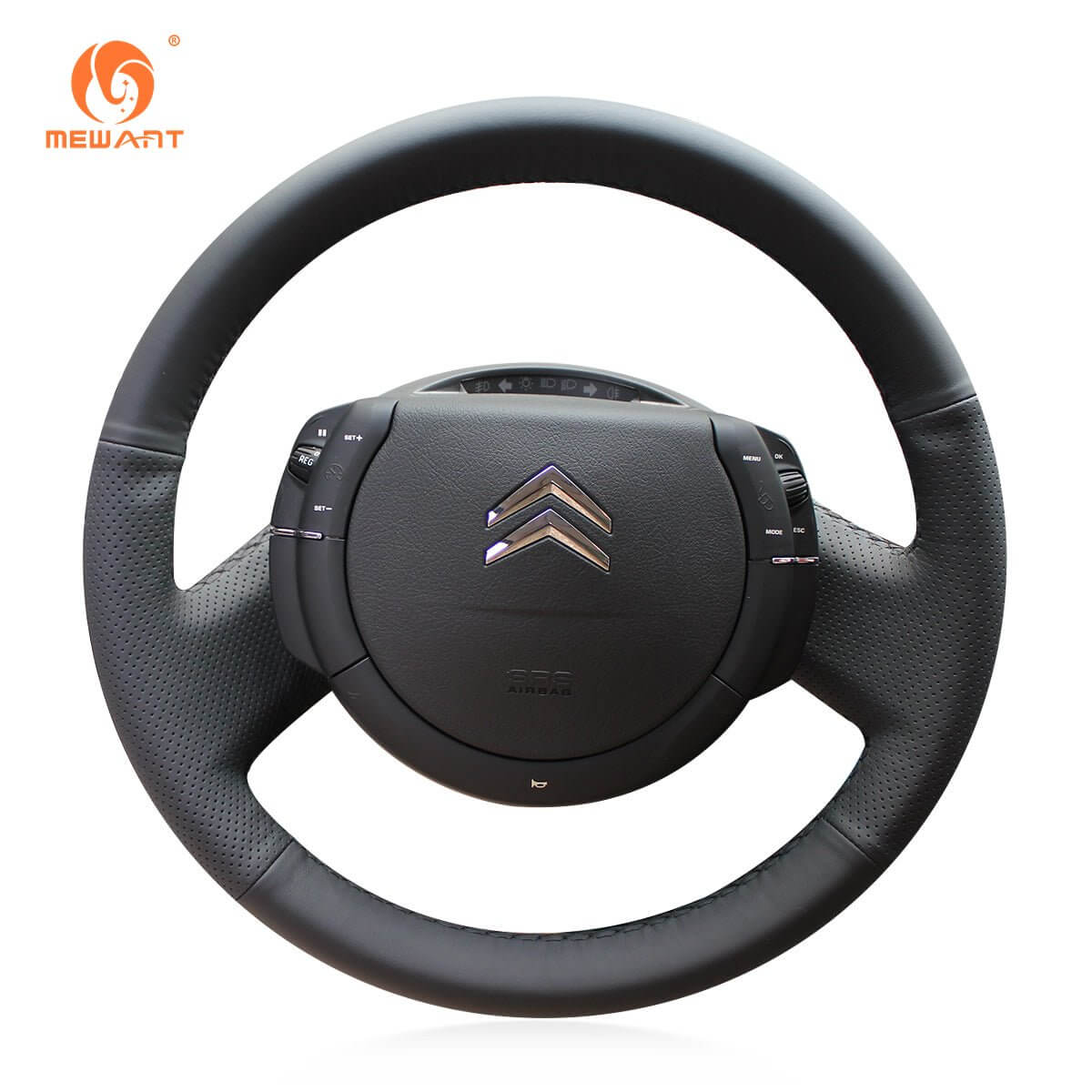 MEWANT Steering Wheel Cover for Citroen C4 2004 - 2010 - Alcantara, Leather, Carbon Fiber, Easy Install, Non - Slip, Best Steering Wheel Cover