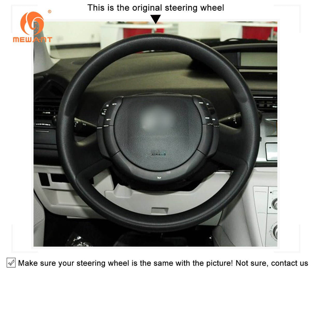 MEWANT Steering Wheel Cover for Citroen C4 2004 - 2010 - Alcantara, Leather, Carbon Fiber, Easy Install, Non - Slip, Best Steering Wheel Cover
