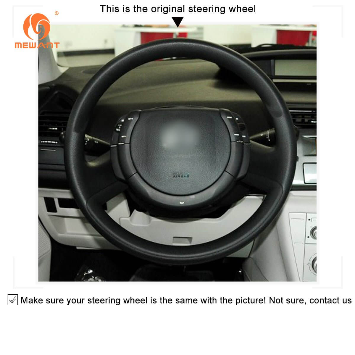 MEWANT Steering Wheel Cover for Citroen C4 2004 - 2010 - Alcantara, Leather, Carbon Fiber, Easy Install, Non - Slip, Best Steering Wheel Cover