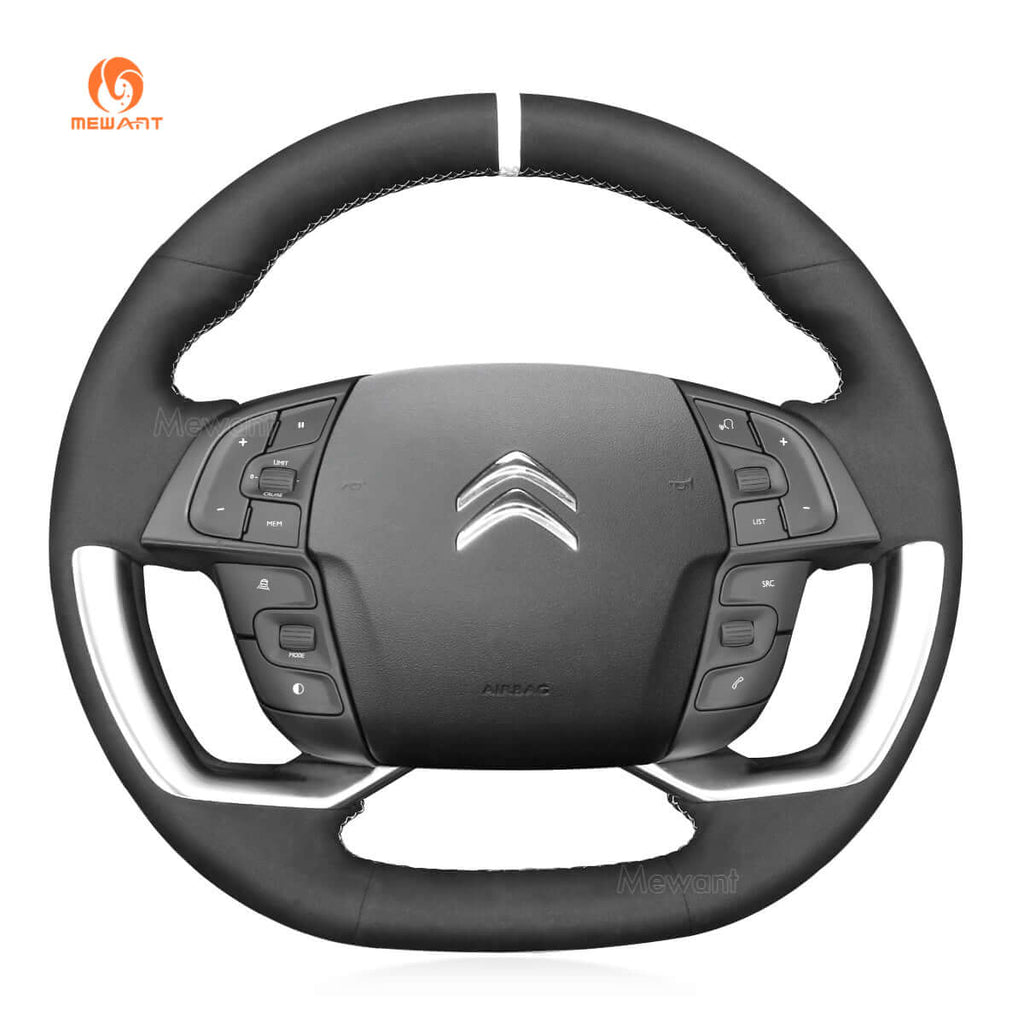 MEWANT Steering Wheel Cover for Citroen C4 C4 Picasso Grand C4 Picasso C4 SpaceTourer Grand C4 SpaceTourer 2013 - 2022 - Alcantara, Leather, Carbon Fiber, Easy Install, Non - Slip, Best Steering Wheel Cover