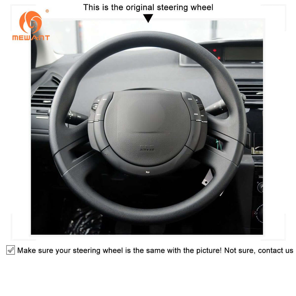 MEWANT Steering Wheel Cover for Citroen C4 Picasso Grand C4 2006 - 2013 - Alcantara, Leather, Carbon Fiber, Easy Install, Non - Slip, Best Steering Wheel Cover