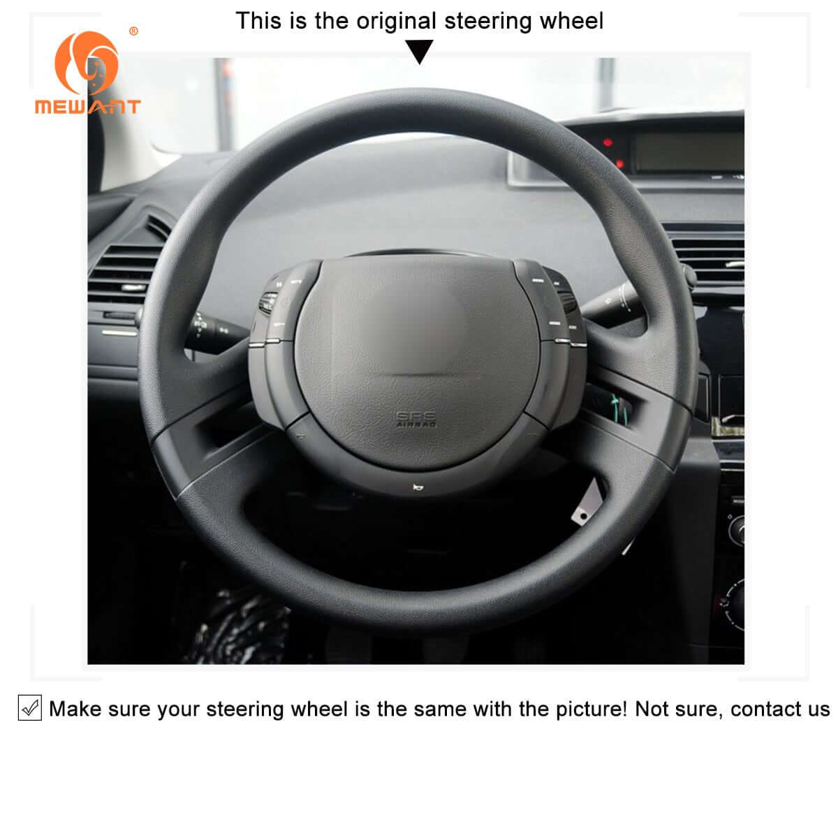 MEWANT Steering Wheel Cover for Citroen C4 Picasso Grand C4 2006 - 2013 - Alcantara, Leather, Carbon Fiber, Easy Install, Non - Slip, Best Steering Wheel Cover