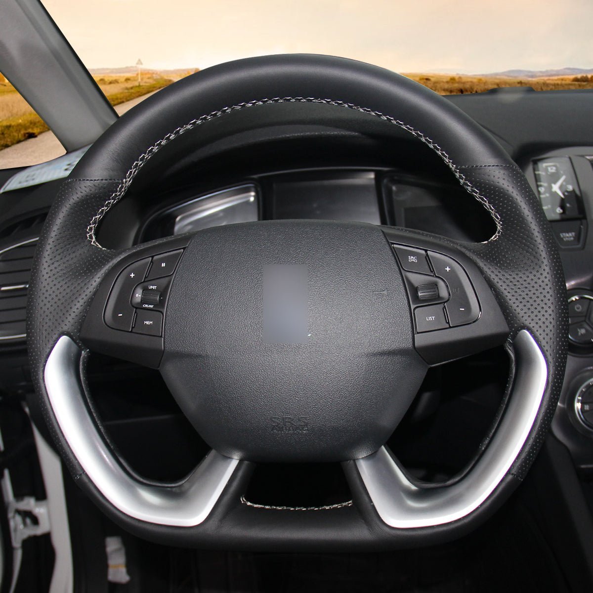 MEWANT Steering Wheel Cover for Citroen DS5 DS 5 DS4S DS 4S - Alcantara, Leather, Carbon Fiber, Easy Install, Non - Slip, Best Steering Wheel Cover