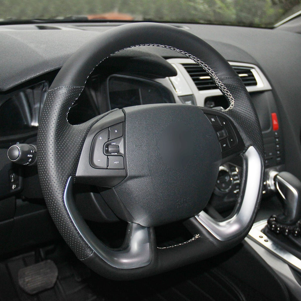 MEWANT Steering Wheel Cover for Citroen DS5 DS 5 DS4S DS 4S - Alcantara, Leather, Carbon Fiber, Easy Install, Non - Slip, Best Steering Wheel Cover