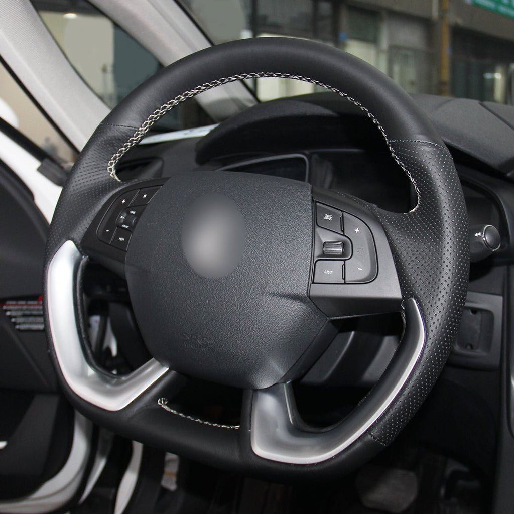 MEWANT Steering Wheel Cover for Citroen DS5 DS 5 DS4S DS 4S - Alcantara, Leather, Carbon Fiber, Easy Install, Non - Slip, Best Steering Wheel Cover