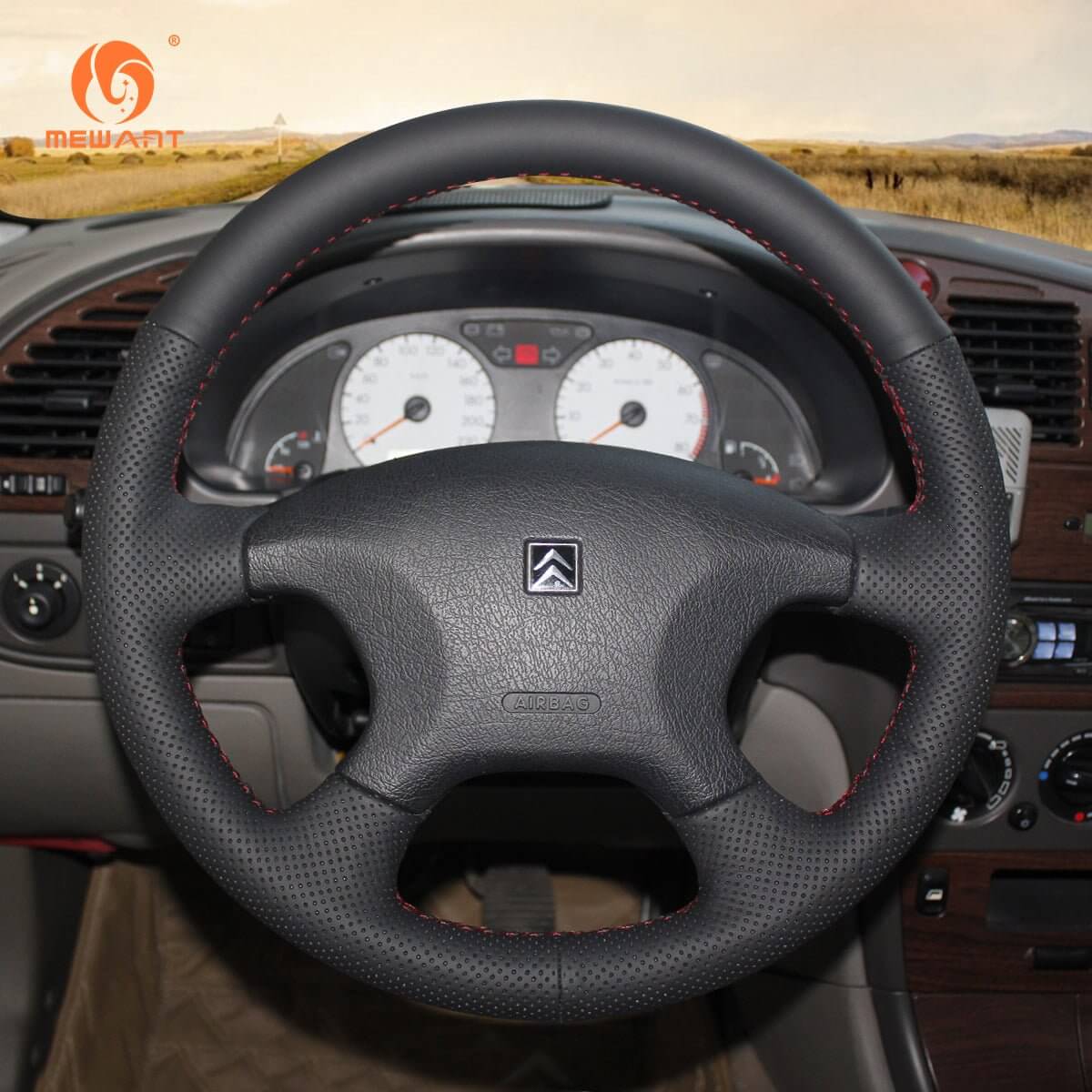 MEWANT Steering Wheel Cover for Citroen Xsara Xsara Picasso 1997 - 2003 - Alcantara, Leather, Carbon Fiber, Easy Install, Non - Slip, Best Steering Wheel Cover