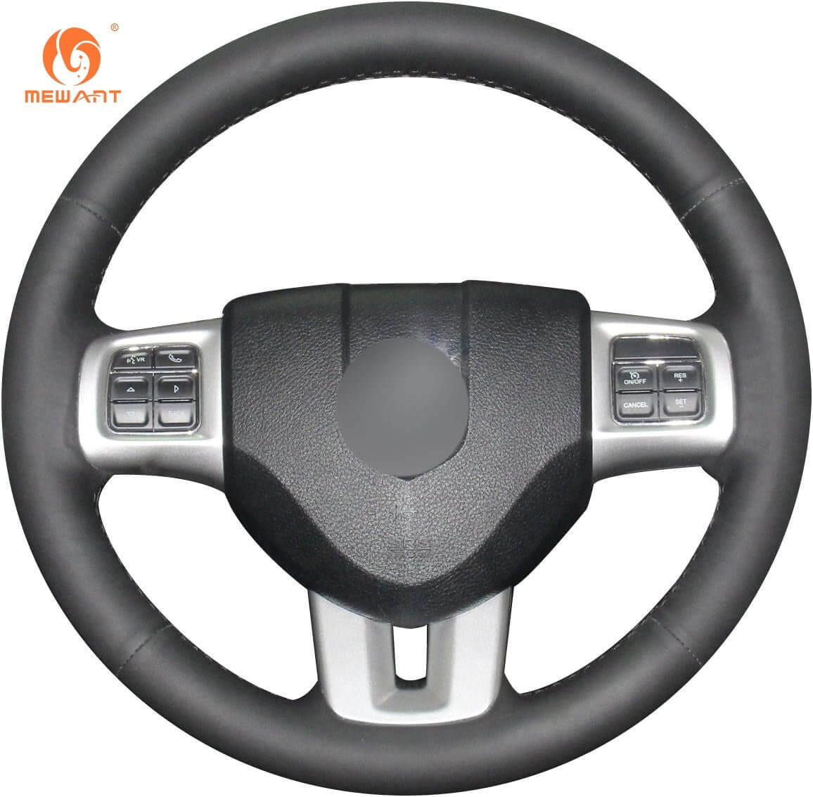 MEWANT Steering Wheel Cover for Dodge Challenger Charger Avenger Durango Journey Grand avan 2011 - 2020 - Alcantara, Leather, Carbon Fiber, Easy Install, Non - Slip, Best Steering Wheel Cover