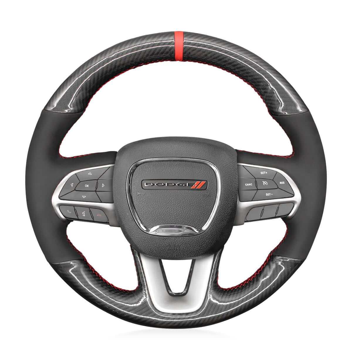 MEWANT Steering Wheel Cover for Dodge Challenger Charger Dodge Durango 2015 - 2021 - Alcantara, Leather, Carbon Fiber, Easy Install, Non - Slip, Best Steering Wheel Cover
