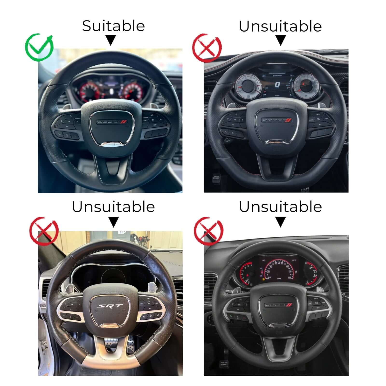 MEWANT Steering Wheel Cover for Dodge Challenger Charger Dodge Durango 2015 - 2021 - Alcantara, Leather, Carbon Fiber, Easy Install, Non - Slip, Best Steering Wheel Cover