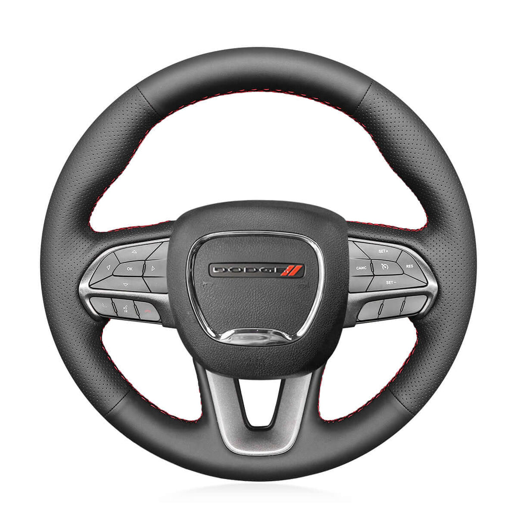MEWANT Steering Wheel Cover for Dodge Challenger Charger Durango 2015 - 2023 - Alcantara, Leather, Carbon Fiber, Easy Install, Non - Slip, Best Steering Wheel Cover