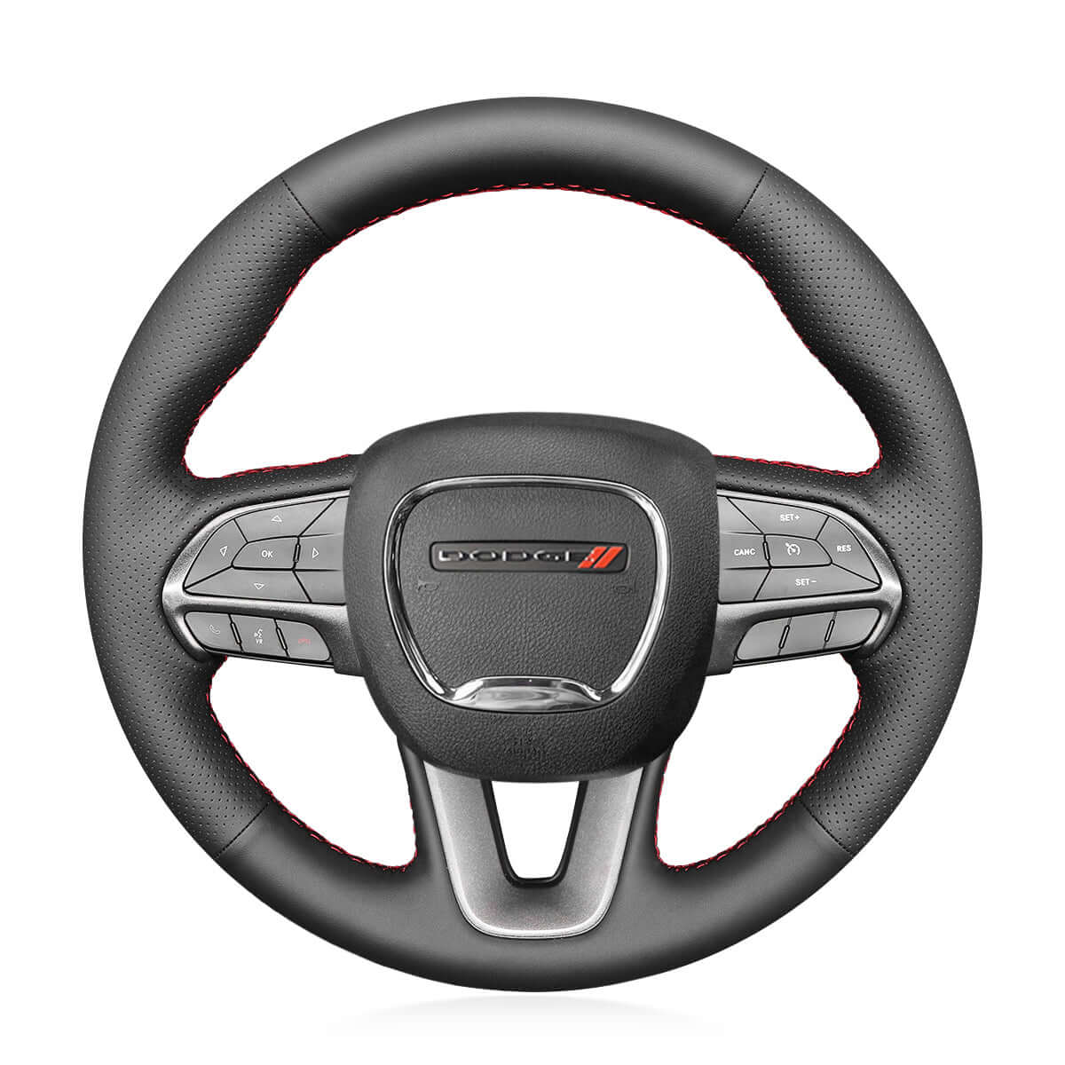MEWANT Steering Wheel Cover for Dodge Challenger Charger Durango 2015 - 2023 - Alcantara, Leather, Carbon Fiber, Easy Install, Non - Slip, Best Steering Wheel Cover