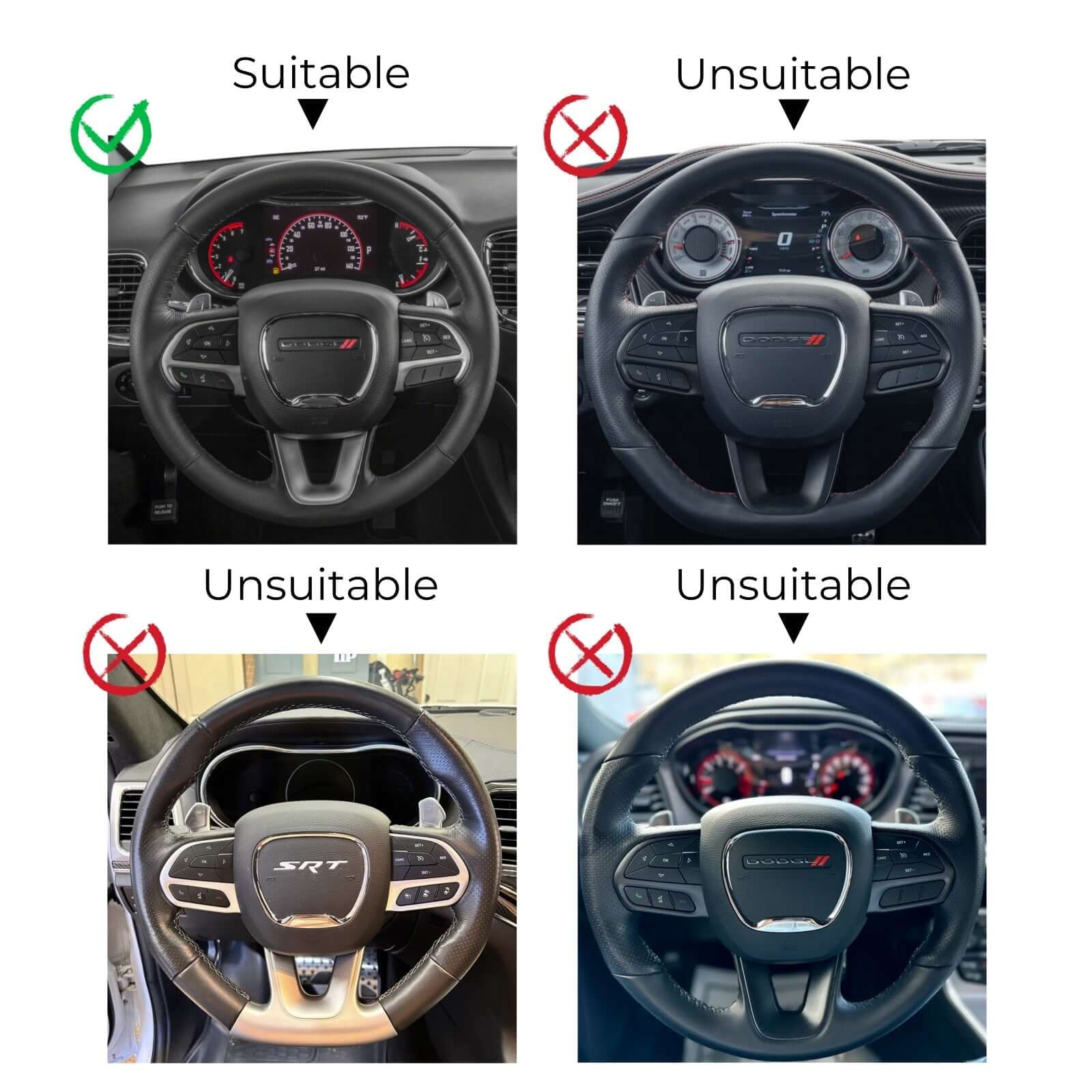 MEWANT Steering Wheel Cover for Dodge Challenger Charger Durango 2015 - 2023 - Alcantara, Leather, Carbon Fiber, Easy Install, Non - Slip, Best Steering Wheel Cover