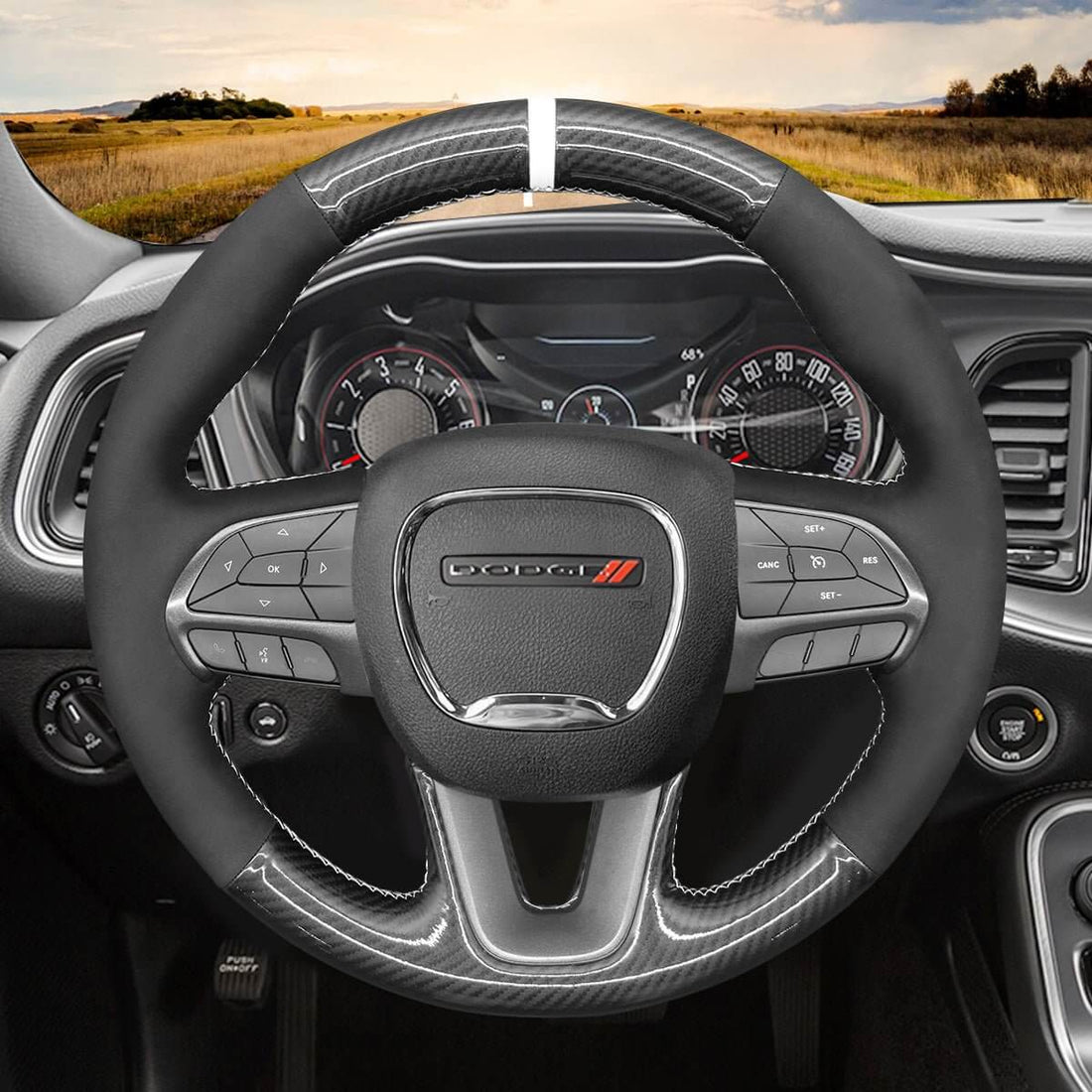 MEWANT Steering Wheel Cover for Dodge Challenger Charger Durango 2015-2023